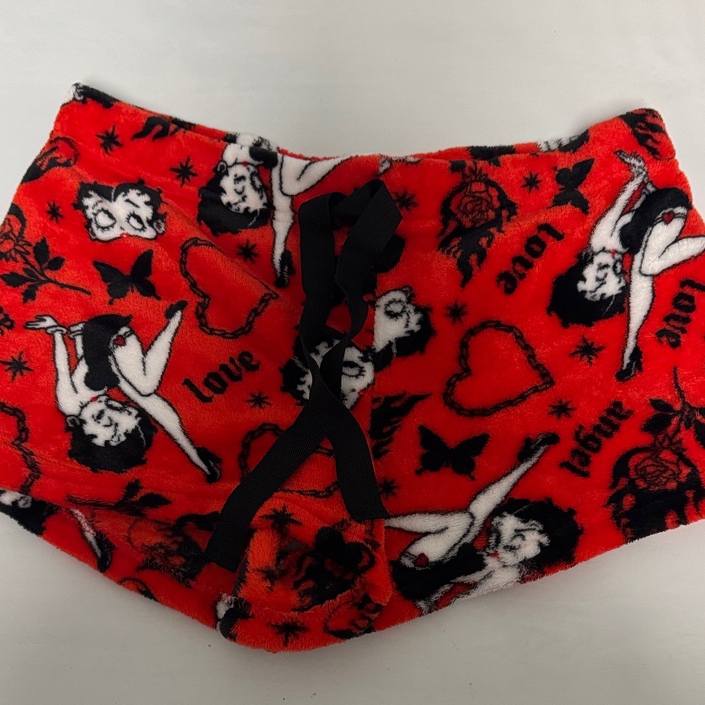 Women's Red and Black Pajama Shorts